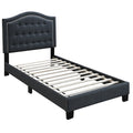 Twin Burlap Fabric Upholstered Bed Frame with Slats U349066