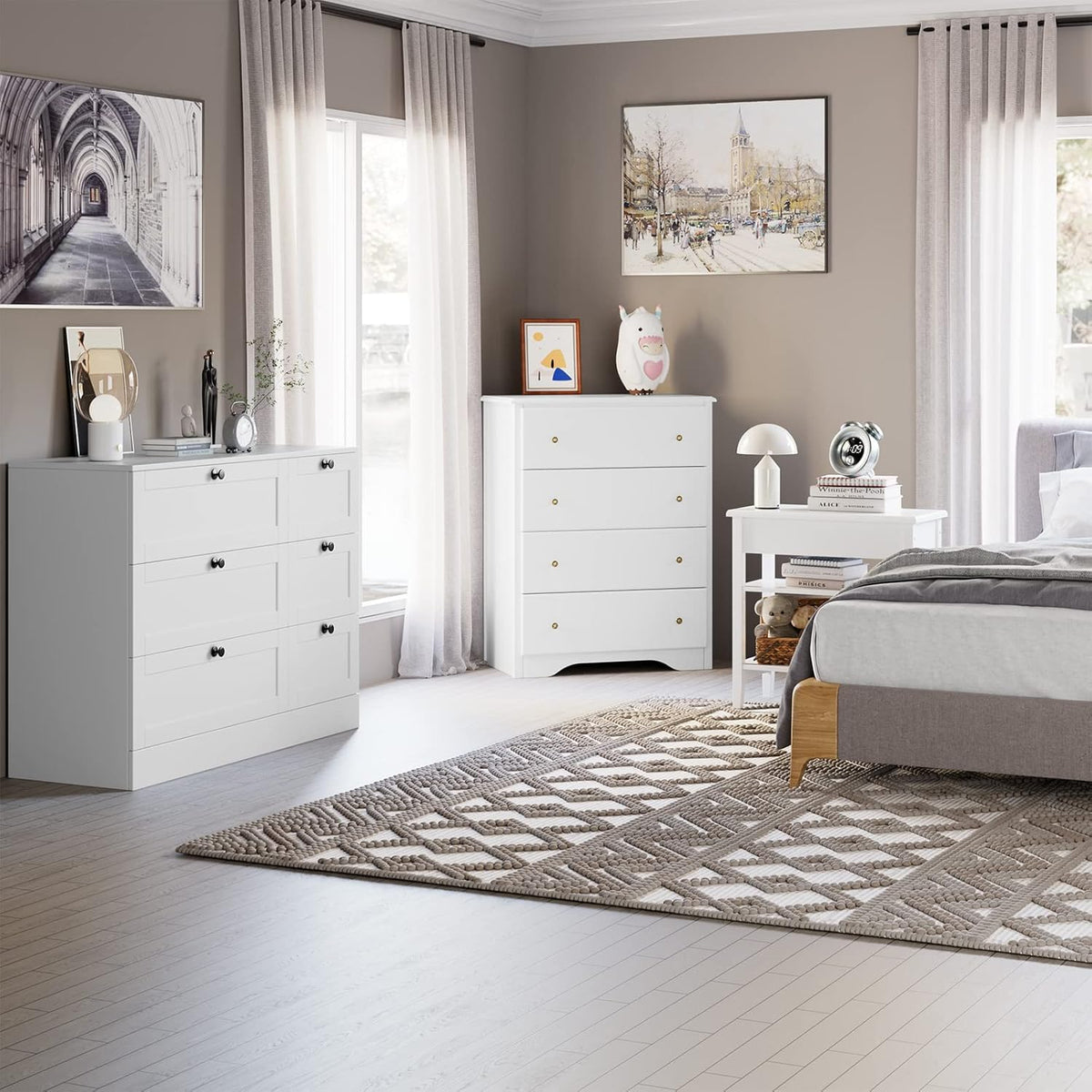 White 6 Drawer Wood Storage Cabinet B4095