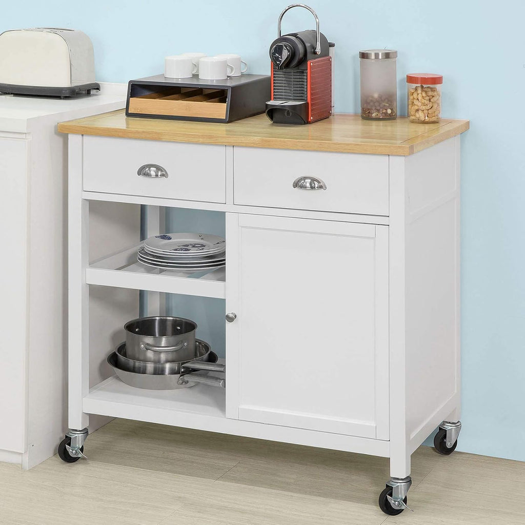 Kitchen Cart with Rubber Wood Top U904505