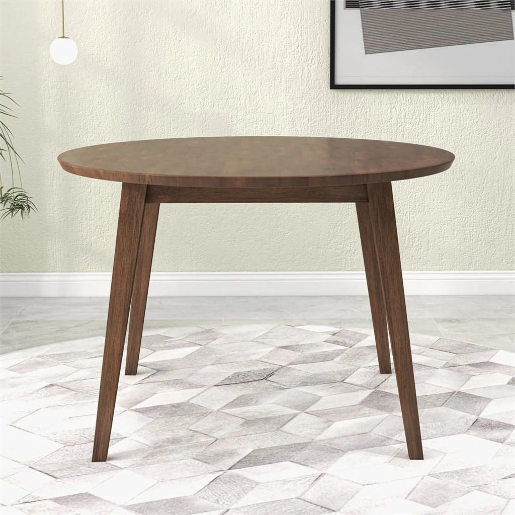 Brown Round Solid Wood Dining Table O480396
