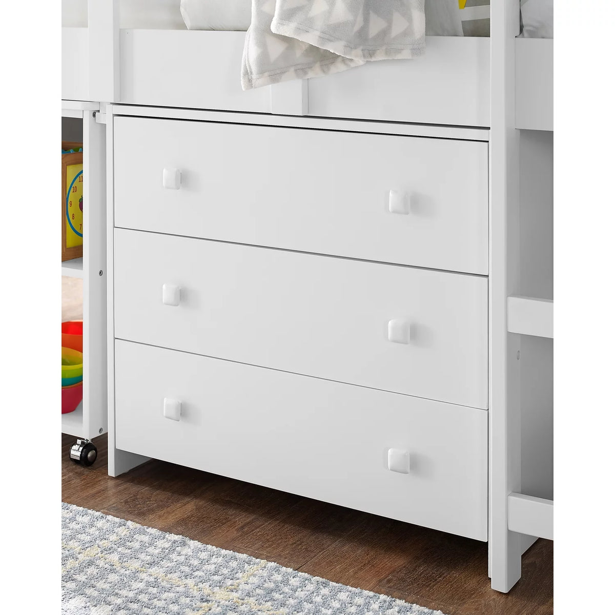 Twin Low Loft Bed with Desk, White T124473