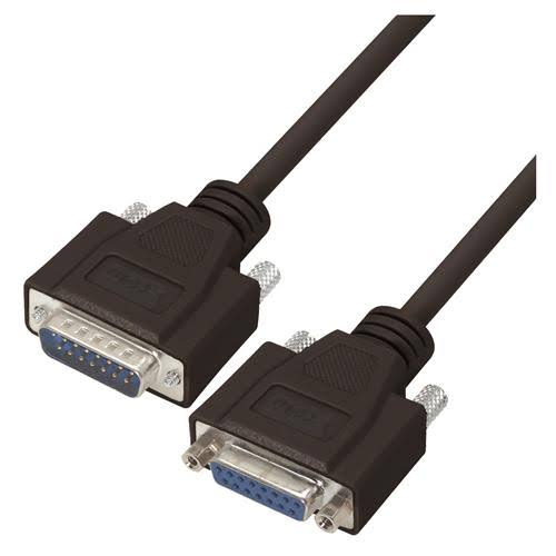 Black D-Sub Cable, DB15 Male / Female, 50.0 ft N16187