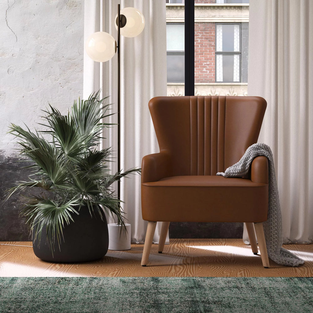White Faux Leather Accent Chair B24137