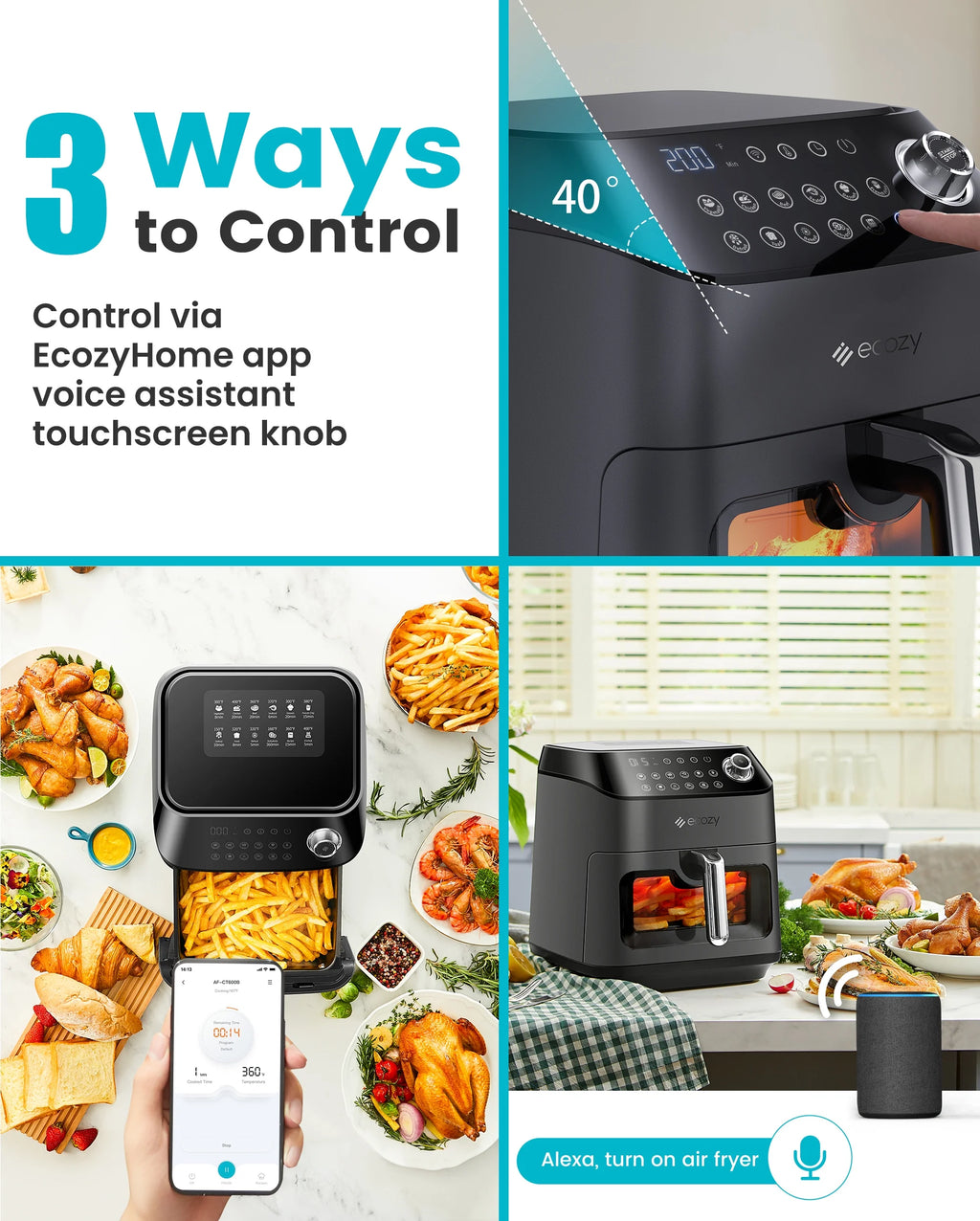 Black 6 Quart Air Fryer with See-Through Window B75810