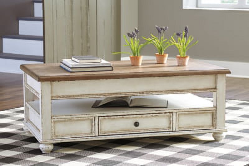 White/Brown Lift Top Coffee Table Q47792