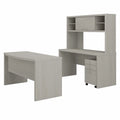 Gray Sand Desk and Credenza with Drawers O448226