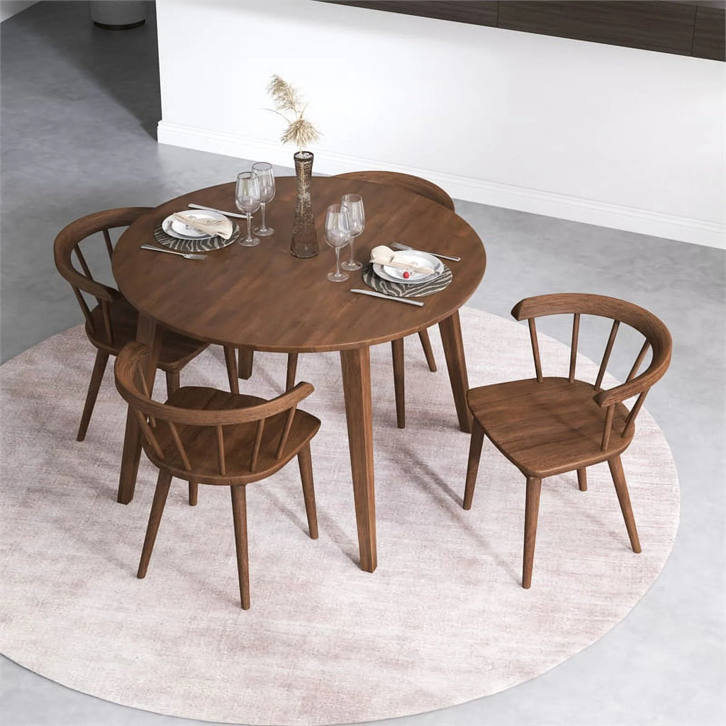 Brown Round Solid Wood Dining Table O480396