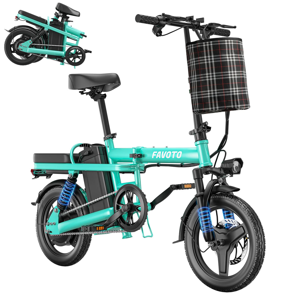 Folding Electric Bike with 400W Motor 48V10.4Ah Removable Battery T140