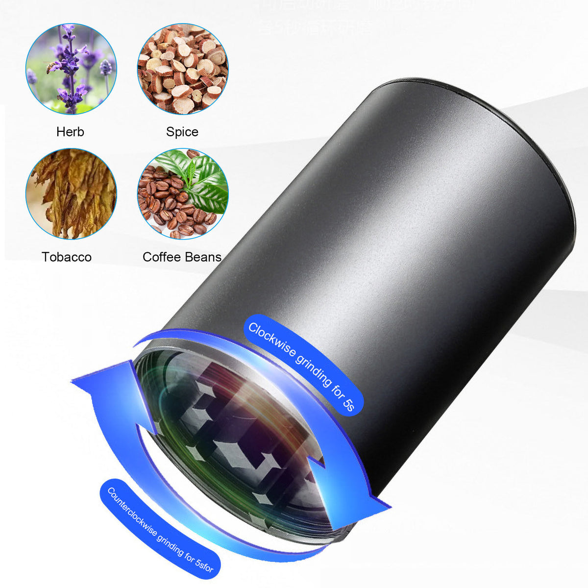 Electric Herb Grinder USB Rechargeable Aluminum Alloy X826