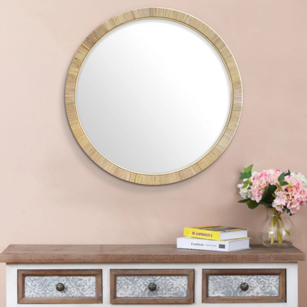 Rattan Round Wall Mirror R591506