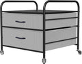 Fridge Stand with Storage, 2 Drawer, Metal Frame, 4 Swivel Wheels Y35346