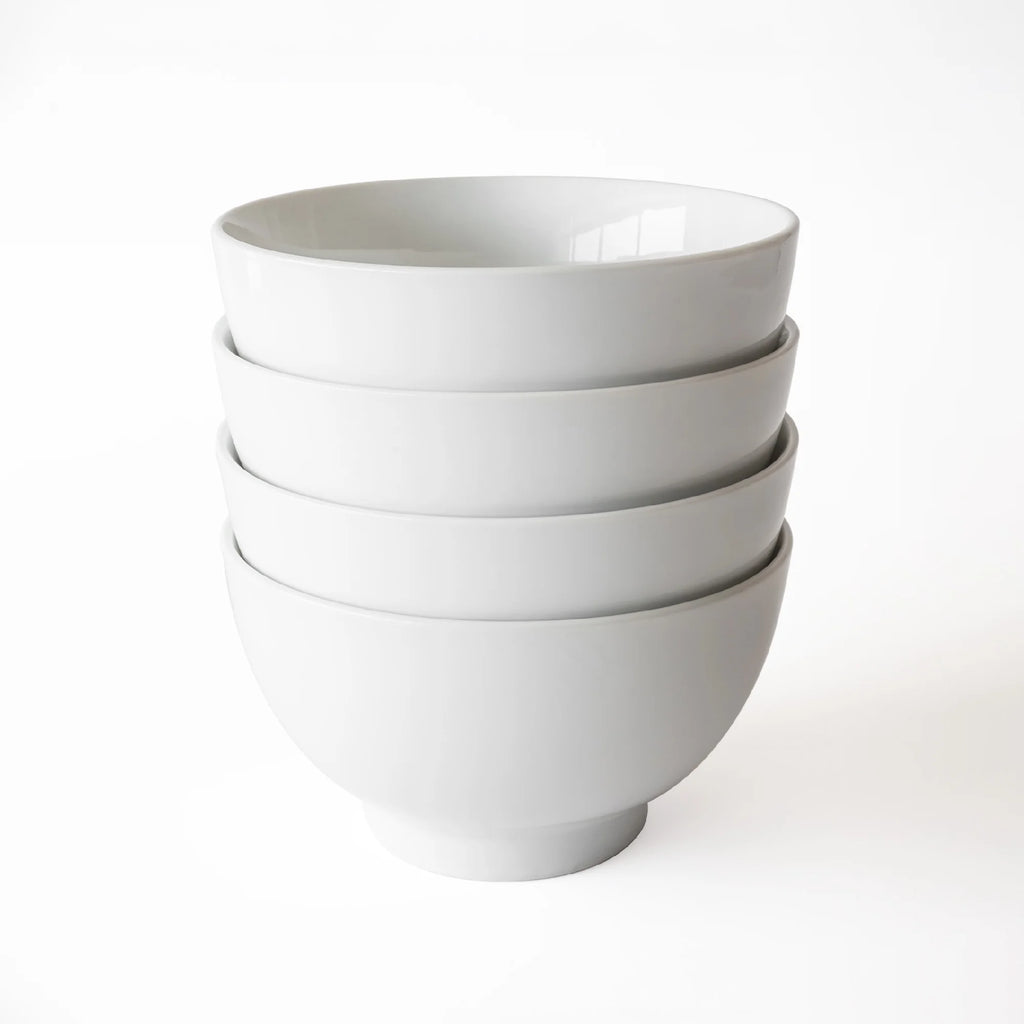 Set of 4 White Round Porcelain Noodle Bowls L967