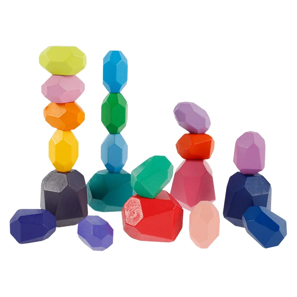 Kids Wooden Balancing Stone Stacking Building Block Toy F22344
