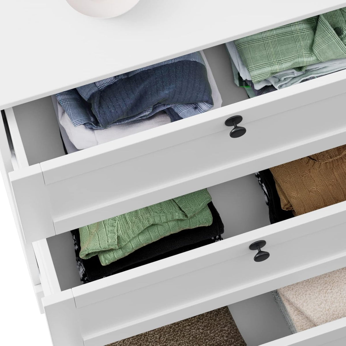 White 6 Drawer Wood Storage Cabinet B4095