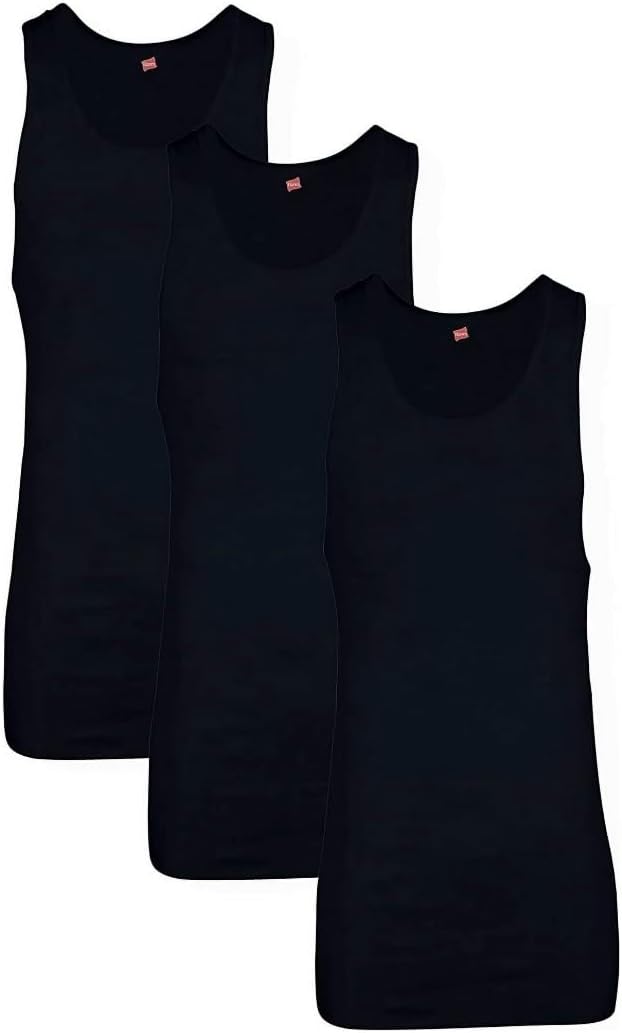 Black 3 Pack Large Ribbed Undershirt N343