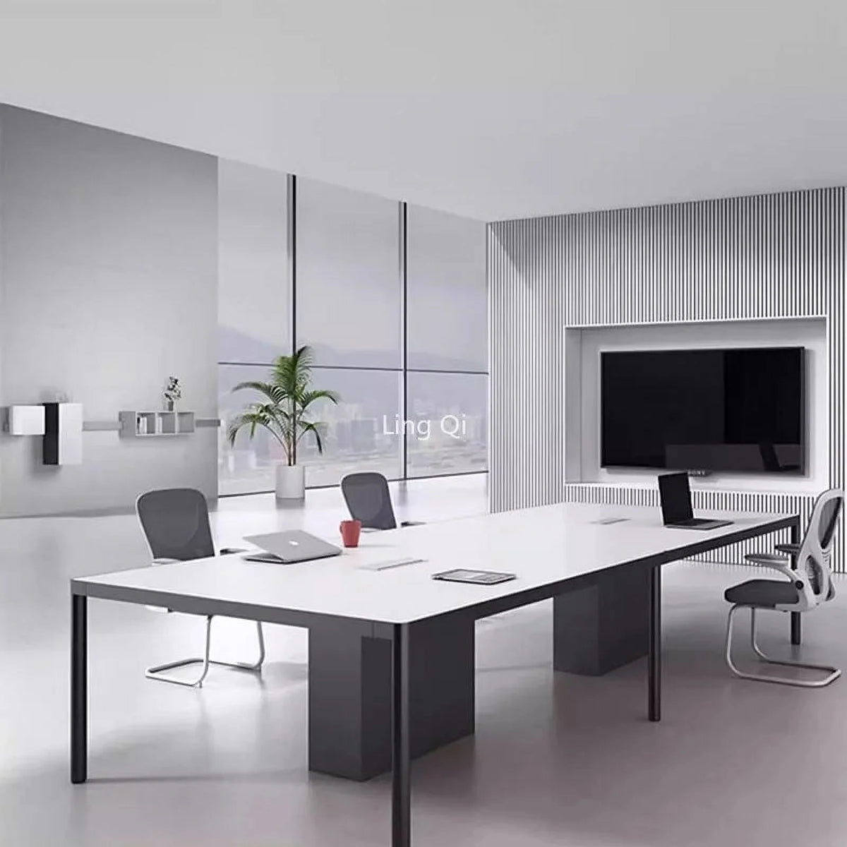 White Modern Computer Desk D935006