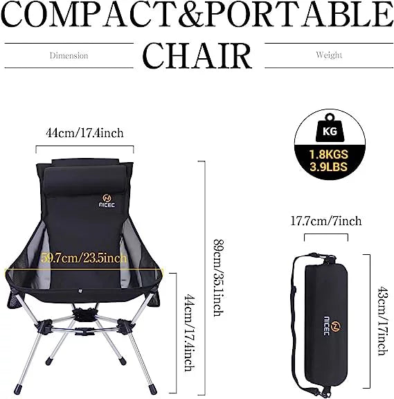 Ultralight High Back Folding Camping Chair with Carry Bag I1729