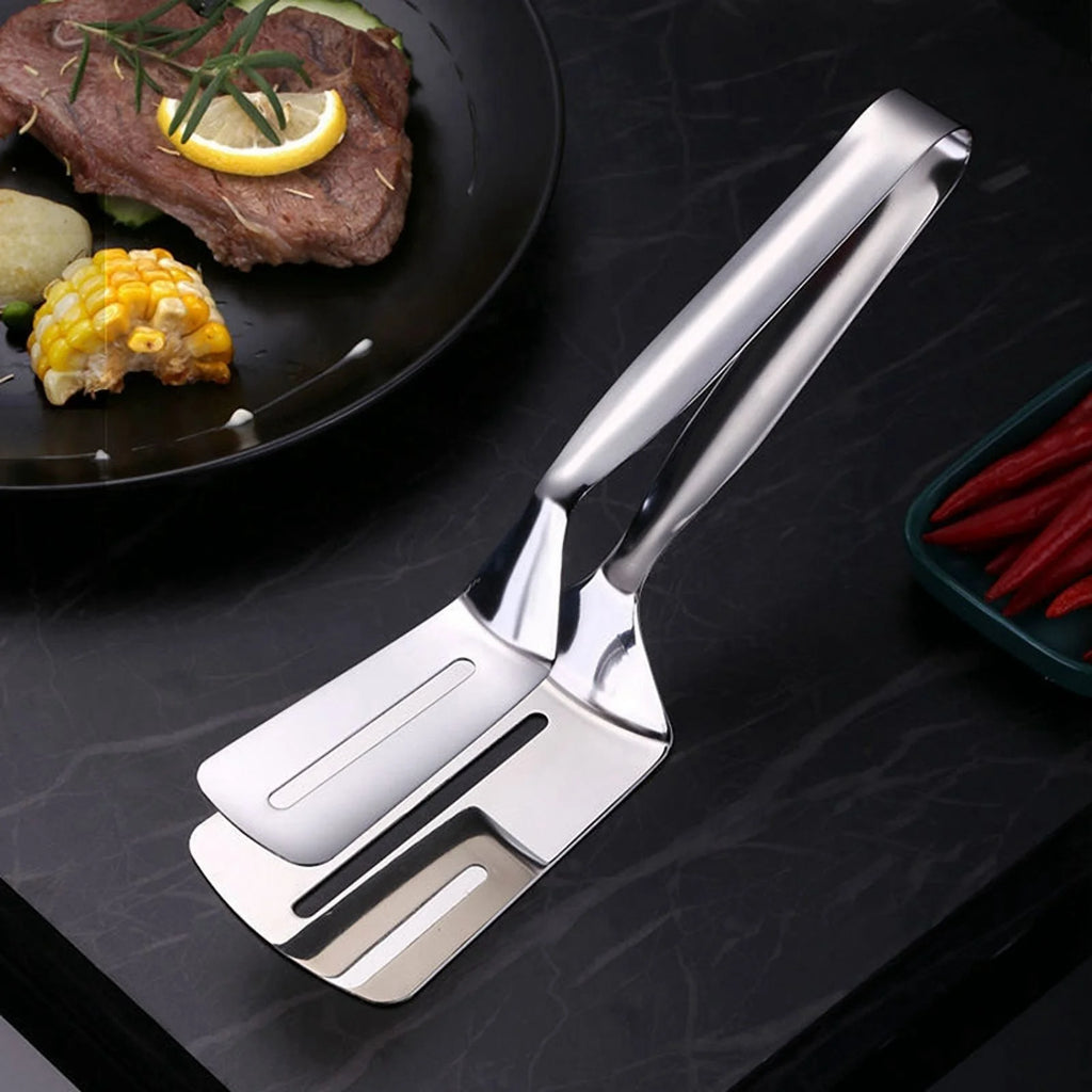 Stainless Steel Double-Sided Shovel Clip Kitchen Tongs V7785
