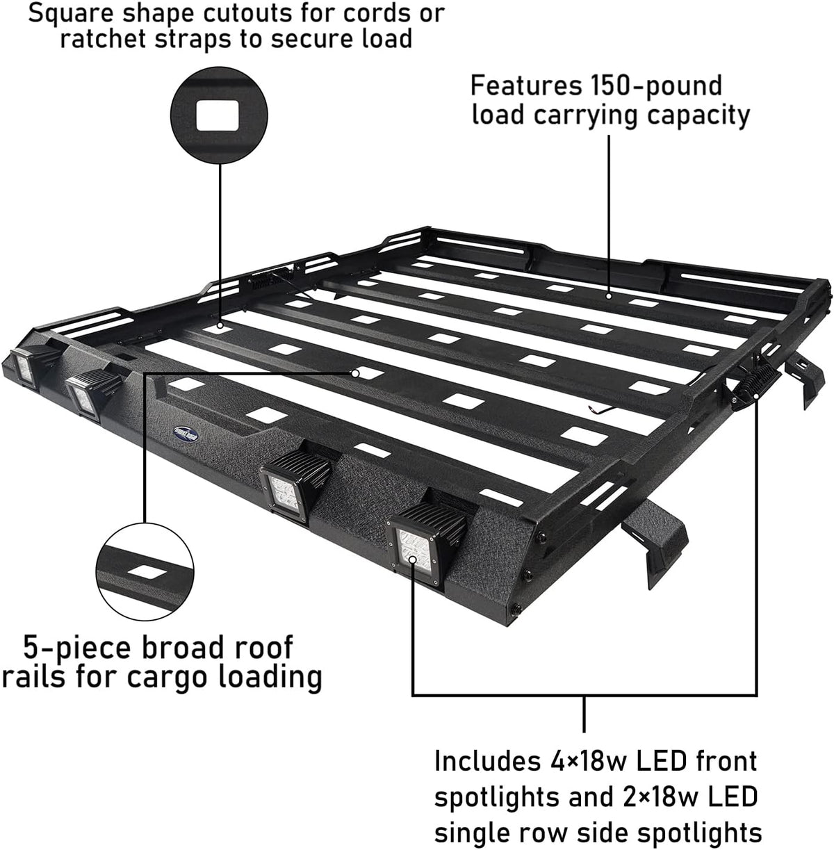 Roof Rack Cargo Basket Carrier for Jeep Wrangler JL Unlimited 4 Doors H88335
