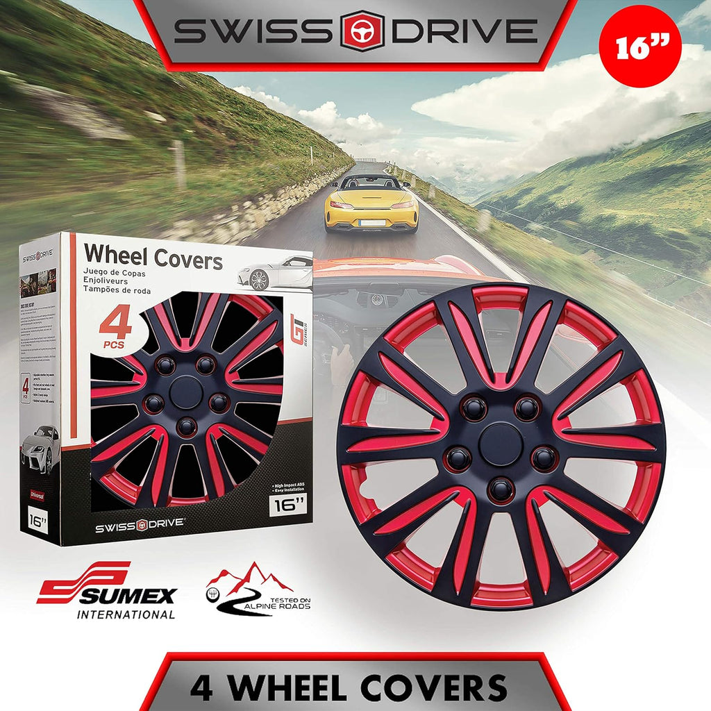 Red Black Set of 4 HubCap R146119