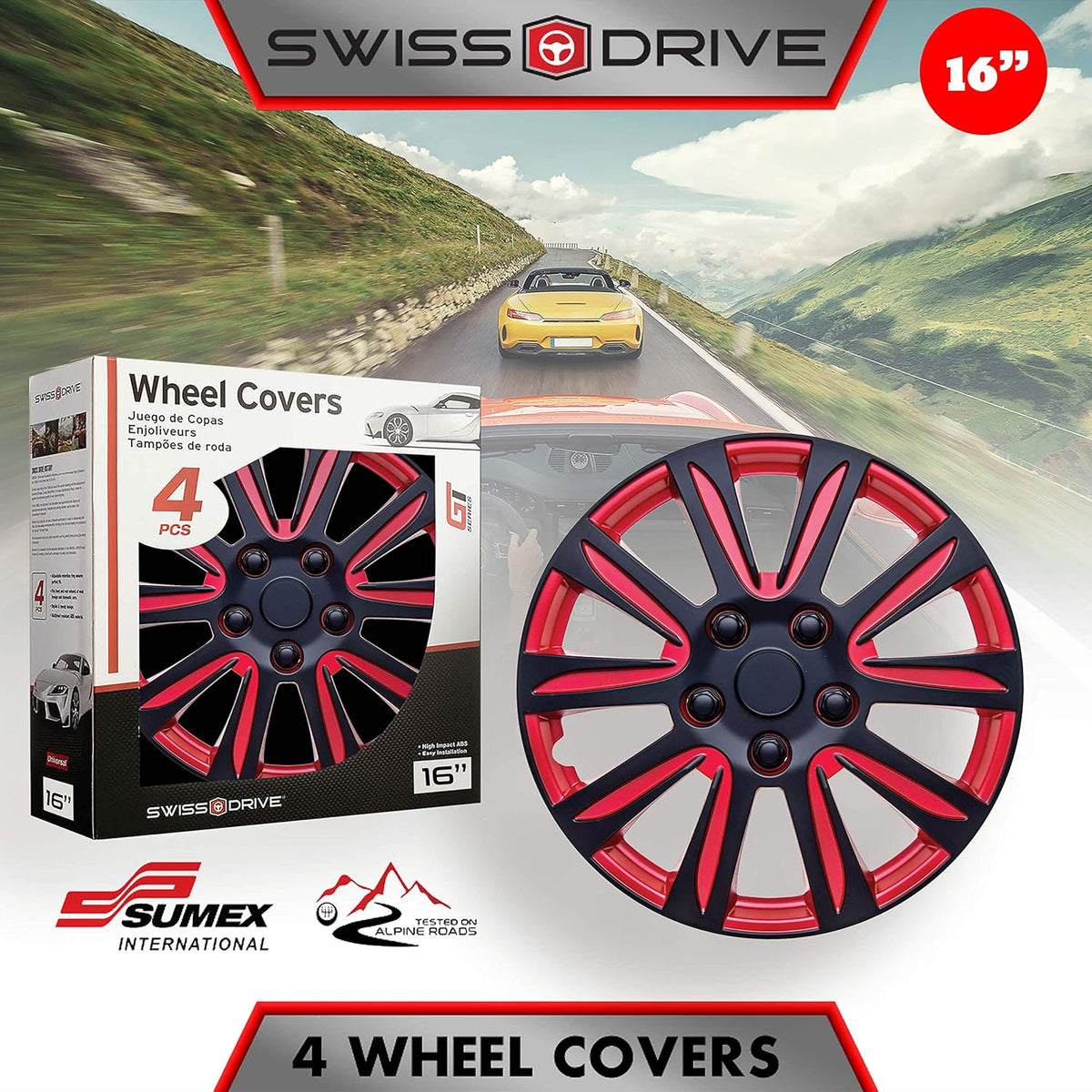Red Black Set of 4 HubCap R146119
