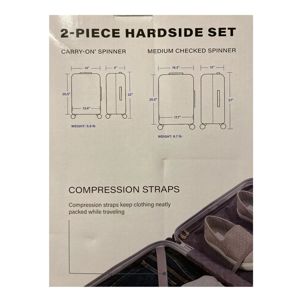 Hardside Spinner Luggage 2 Piece Set Silver X865