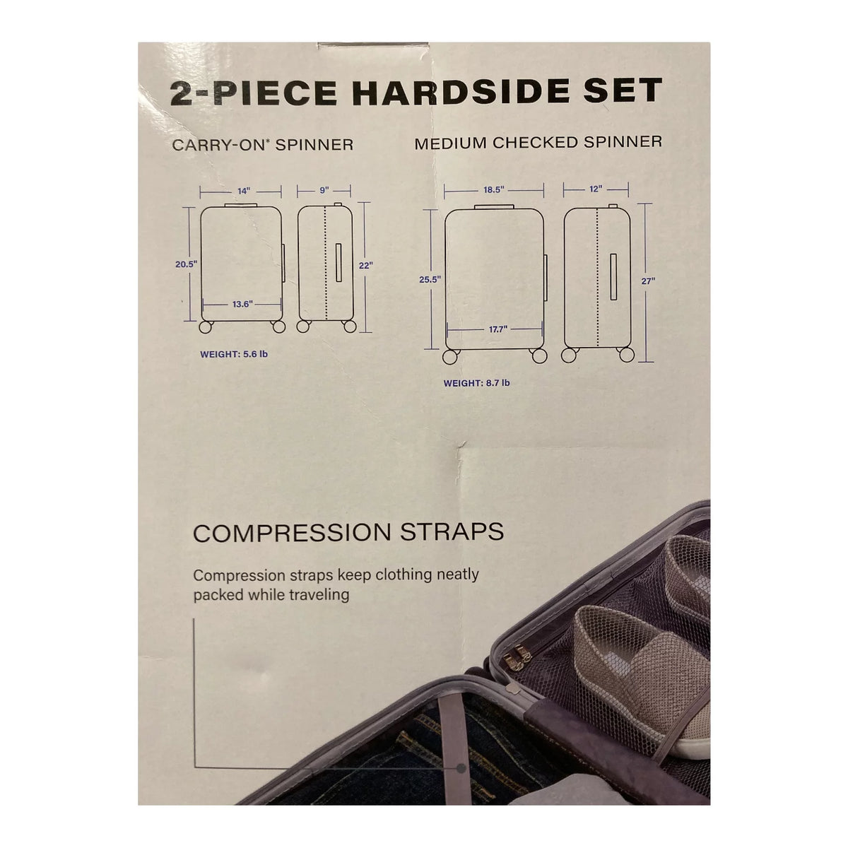 Hardside Spinner Luggage 2 Piece Set Silver X865