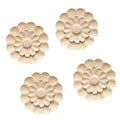4Pcs Round Wood Appliques for Furniture Decoration (3.15"x3.15") B958
