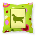 Lime Green Dots English Setter Decorative Pillow X767
