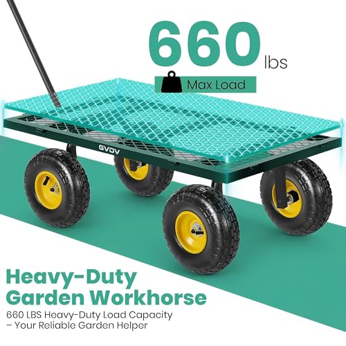 Heavy Duty Steel Folding Utility Wagon with Removable Sides and 10" All-Terrain Wheels F1907