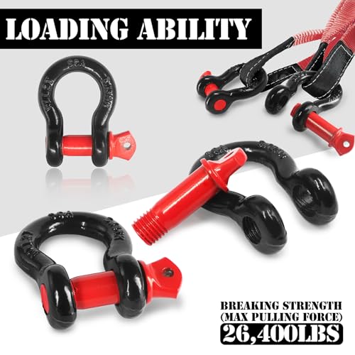 2 Pcs 1/2" D Ring Shackle 12 Ton with 5/8" Pin C73384