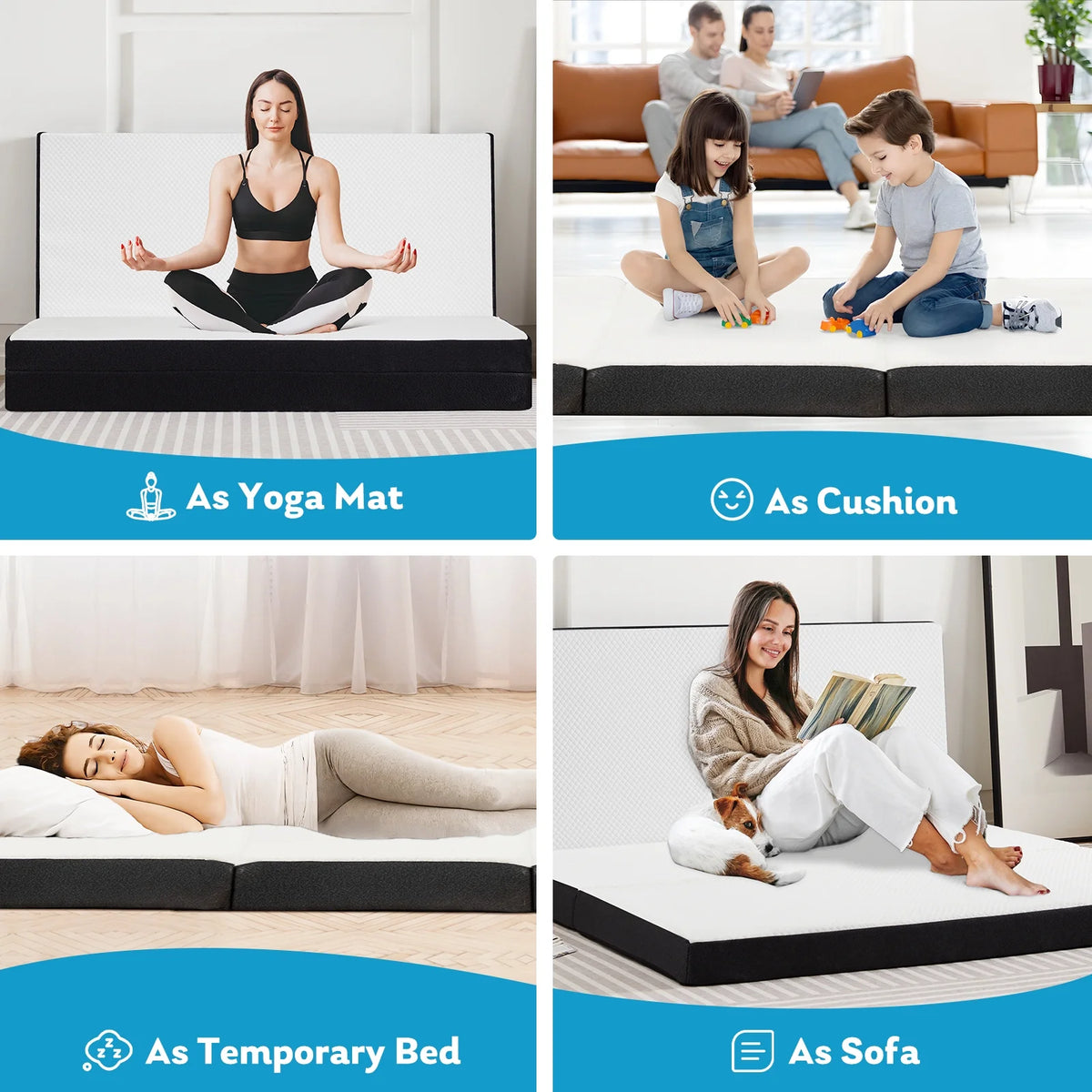 4-inch Tri Folding Memory Mattress with Removable Cover O2461