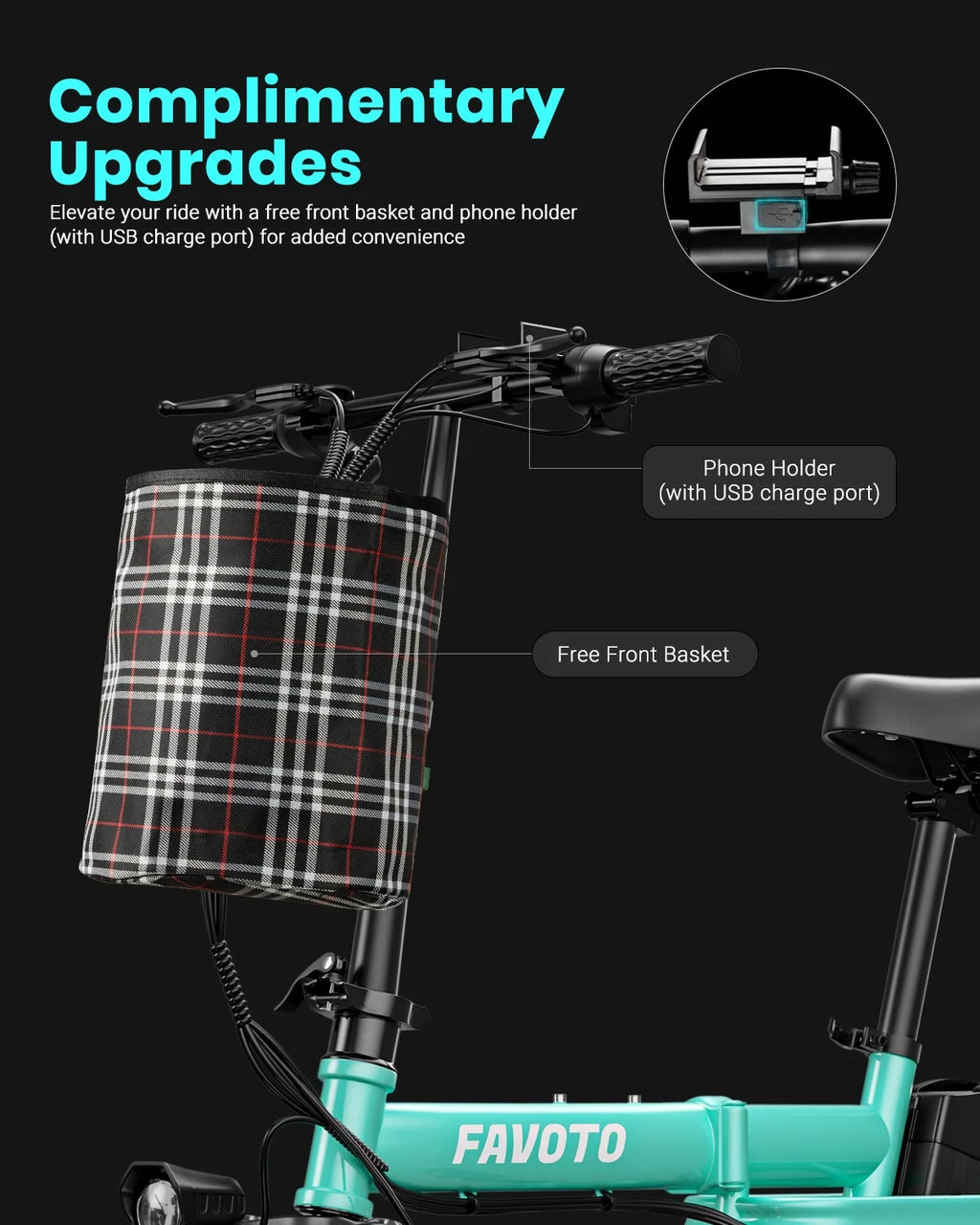 Folding Electric Bike with 400W Motor 48V10.4Ah Removable Battery T140