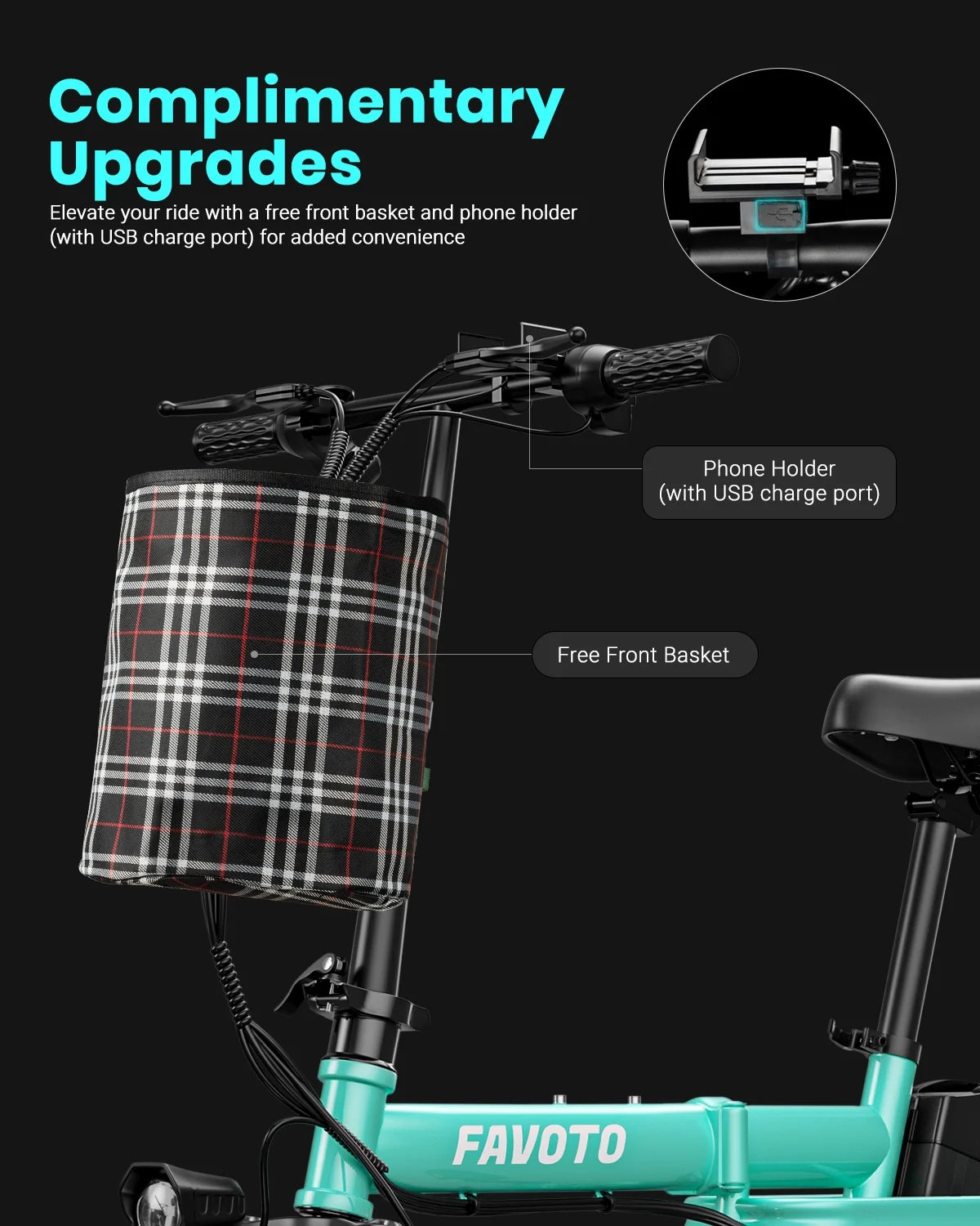 Folding Electric Bike with 400W Motor 48V10.4Ah Removable Battery T140