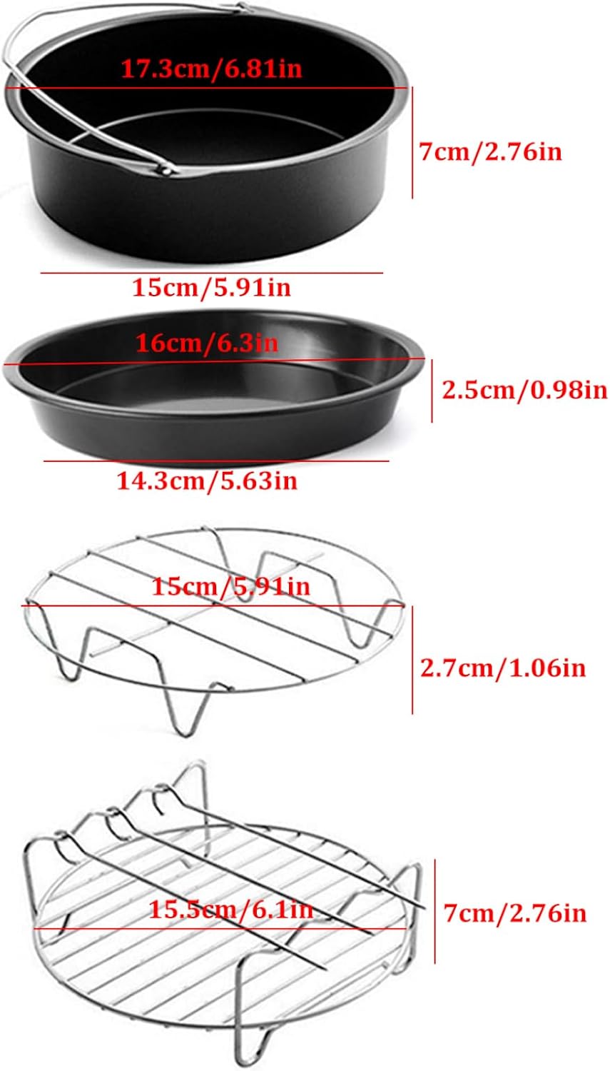 10PCS Air Fryer Accessory Kit with Baking Tray Baking Pan Barbecue Stand Non-Stick Coaster F38961
