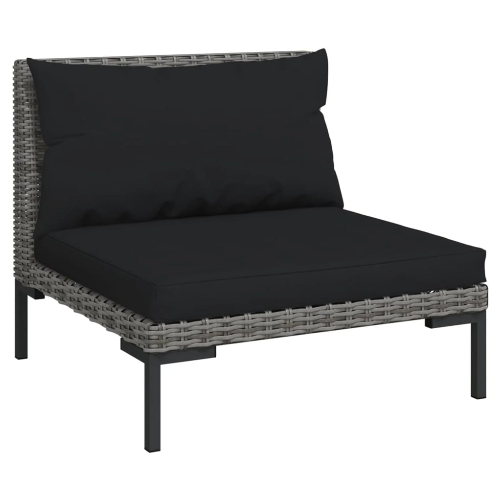 10 Piece Patio Set with Cushions Poly Rattan Dark Gray Q5160