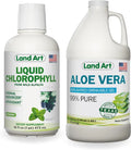 Aloe Vera Drinkable Gel Unflavored 64 fl oz + Liquid Chlorophyll Mint Flavored 16 fl oz Z702