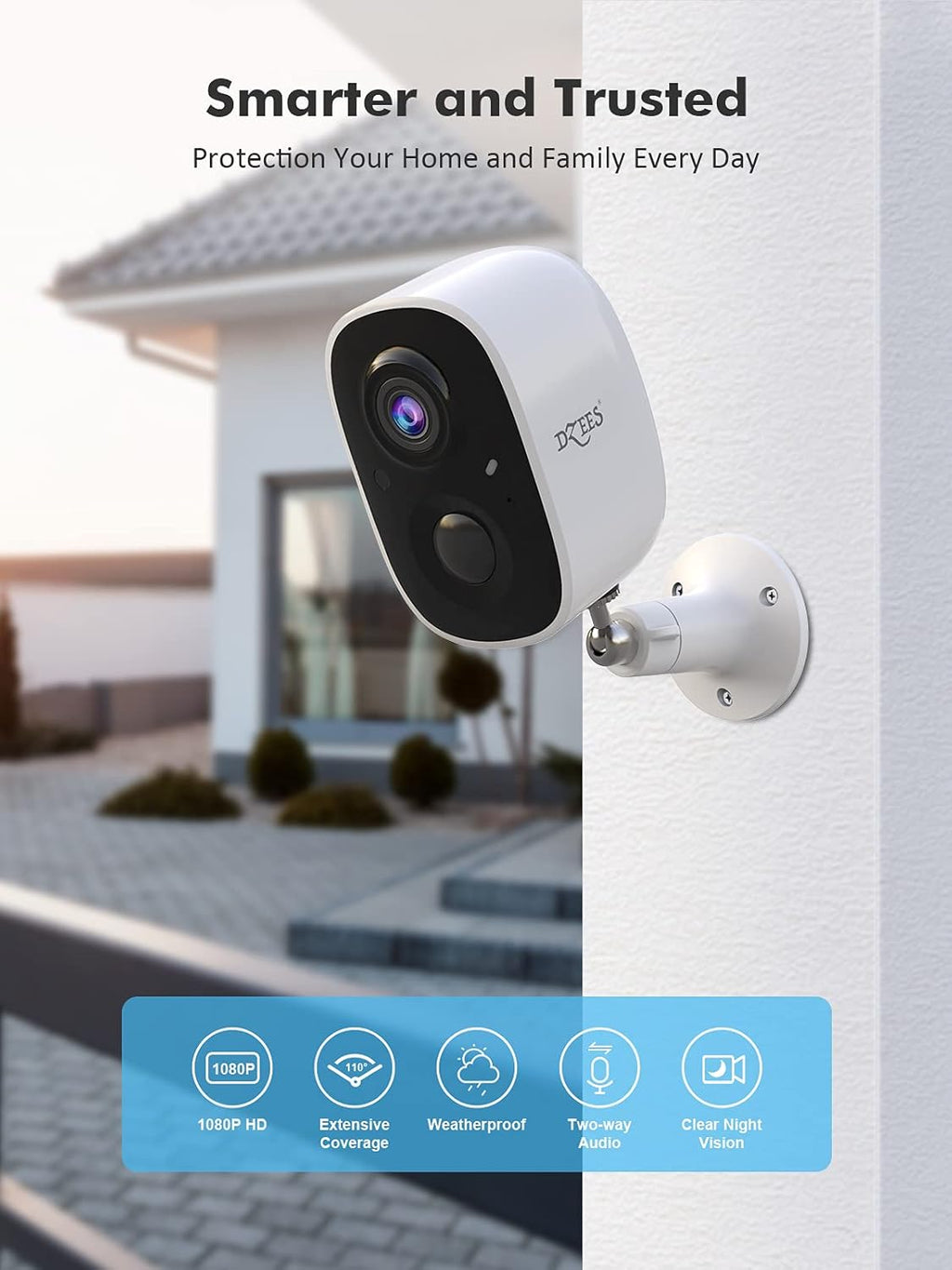 Wireless Outdoor Security Camera with Spotlight & Siren, 1080P Battery Powered WiFi Camera M2047