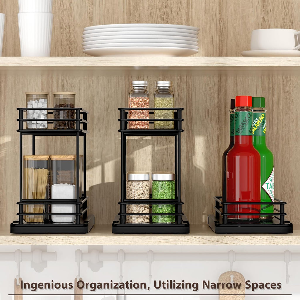 2-Pack 2-Tier Pull Out Spice Rack Organizer, 5.3''W x 10.4''D x 8.9''H Z887425