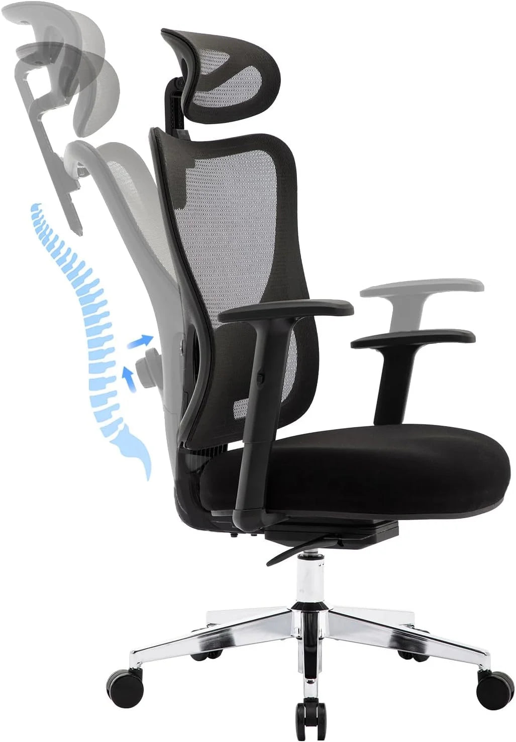 Ergonomic High Back Mesh Office Chair with Lumbar Support and Headrest Black I9835
