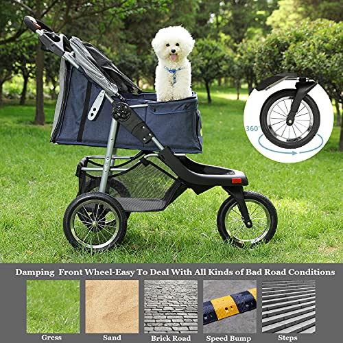 Heavy Duty Foldable Dog Stroller Black Red P514565