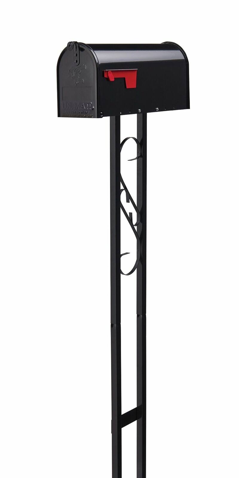 Galvanized Steel Black Mailbox Post Combo H8468