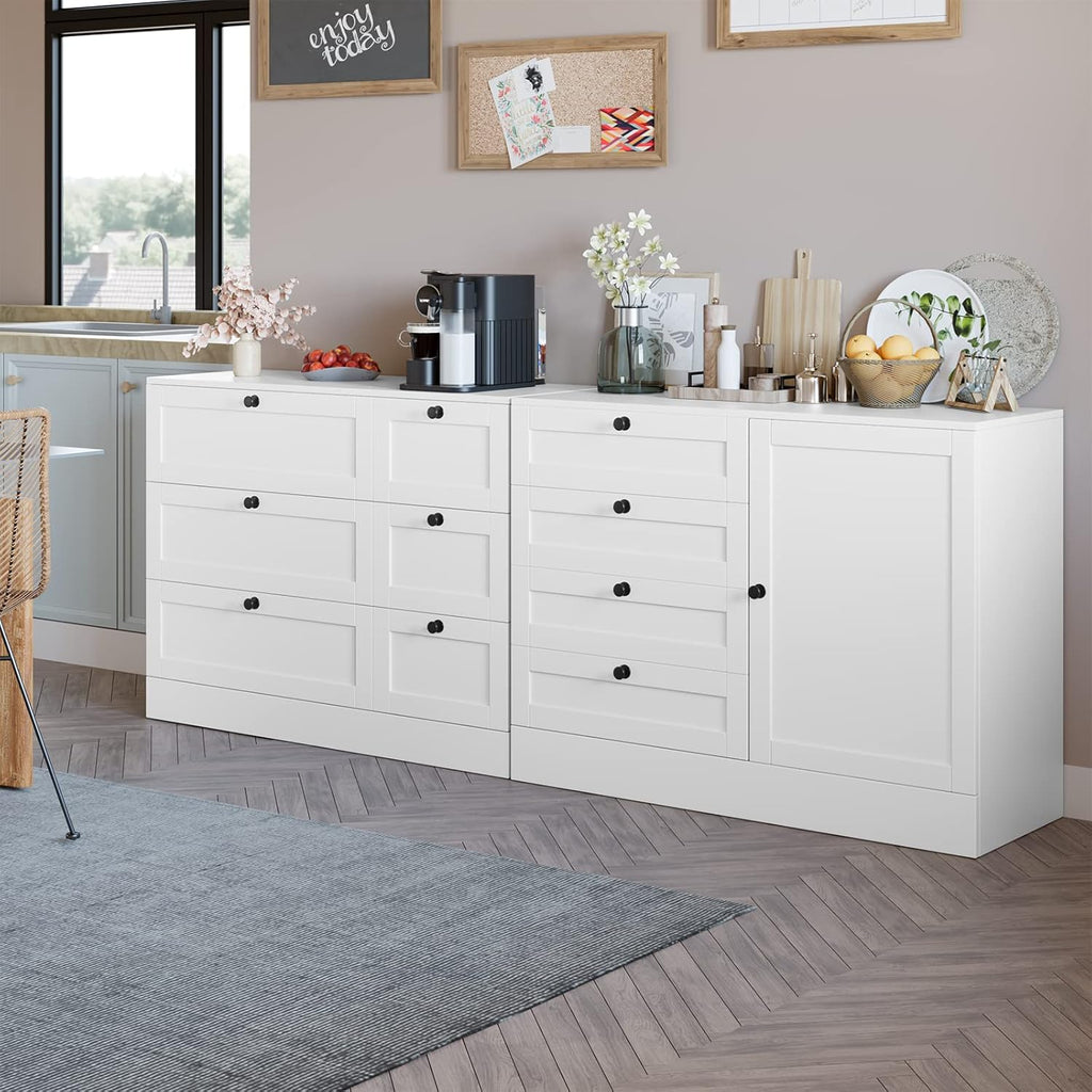 White 6 Drawer Wood Storage Cabinet B4095
