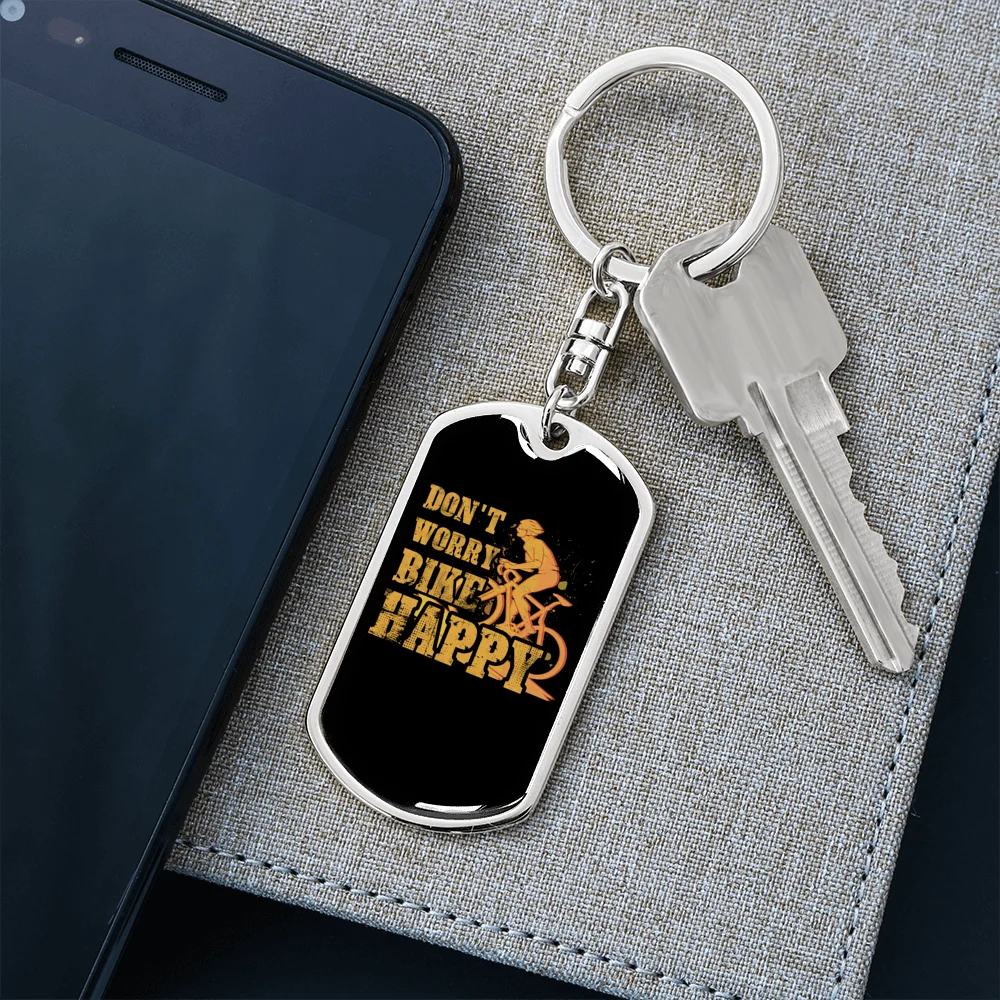 Stainless Steel or 18k Gold Swivel Dog Tag Keychain O4181