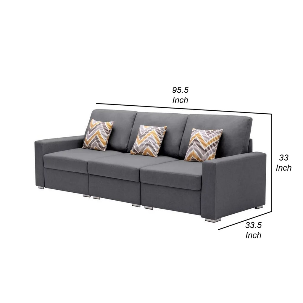 96 Inch 3 Piece Modular Sofa Set with 2 Accent Pillows H688059