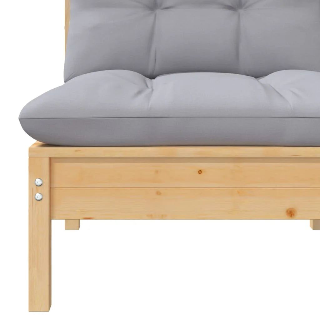 Gray Cushions Solid Pinewood 2-Seater Patio Sofa F31247