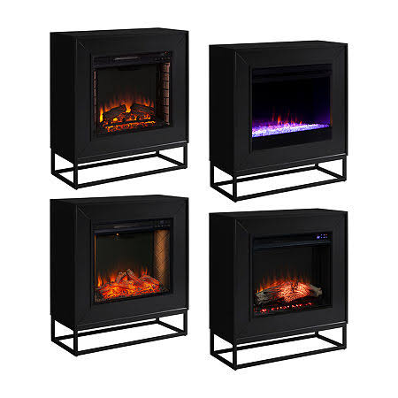 Contemporary Electric Fireplace - Black U6728