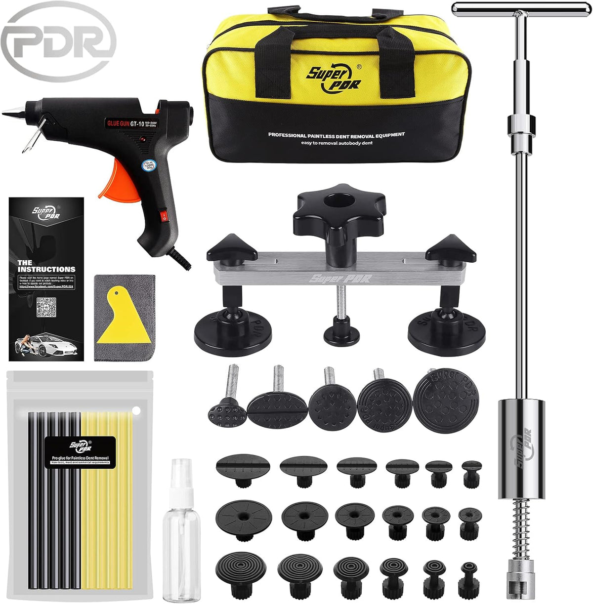 37 Pcs Paintless Dent Repair Puller Kit with Pulling Tabs U133
