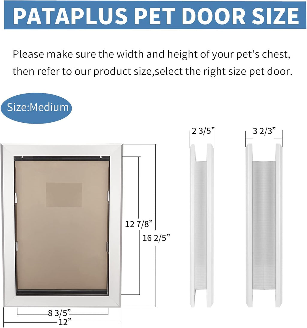 Dog Door with Slide-in Lock Panel and Magnetic Double Flaps, Aluminum Frame Pet Door (Medium) J9720