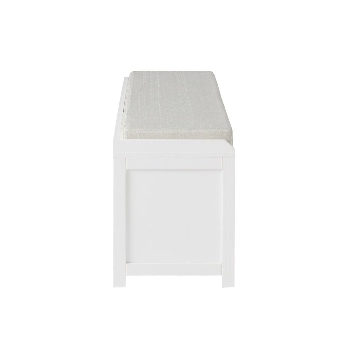 White Wood Storage Bench with 2 Cabinets S1718